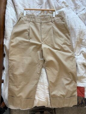 Ralph Lauren Wide-Leg Khaki Crop Pants Size 16